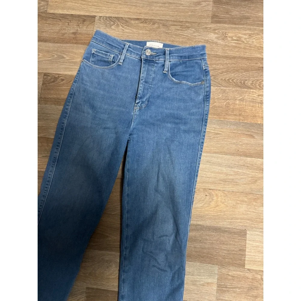 FRAME Le Sylvie Slender Straight High Rise Jeans Medium Blue Size 28 - Picture 2 of 8